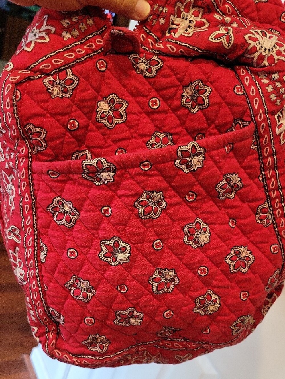 Vera Bradley Quilted Floral Red Tote Bag with Long Straps - Picture 7 of 9